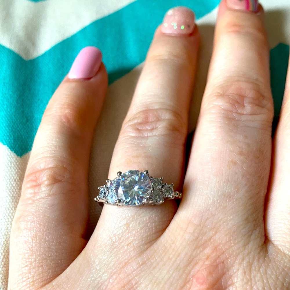 Crystal ring set in silver
